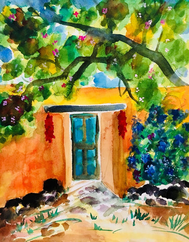 Sandy Vaillancourt "Lilacs and Adobe Springtime" Framed Print