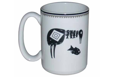 Mimbreño Mug -"Bird Eating Five Fish" Design 15oz