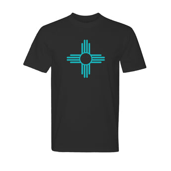 "ZIA" Symbol Short Sleeve Adult Tee - Black with Turquoise