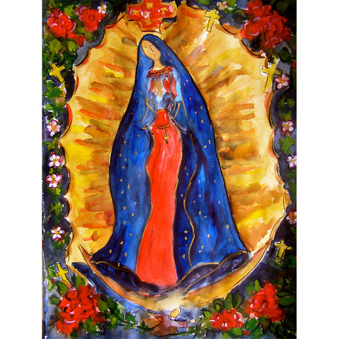 Sandy Vaillancourt, "Our Lady of Guadalupe with Pink and Red Flowers" | FRAMED PRINT