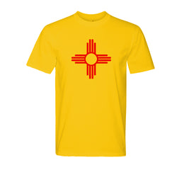 "ZIA" Symbol Short Sleeve Adult Tee - Gold with Red
