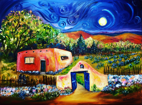 Sandy Vaillancourt, "New Mexico Rancho Moonlight" FRAMED PRINT